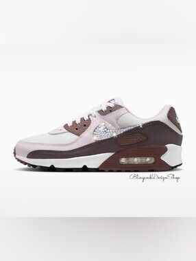 New! Nike Bling Air Max 90 Women's Sneakers Shoes Customized With Crystals